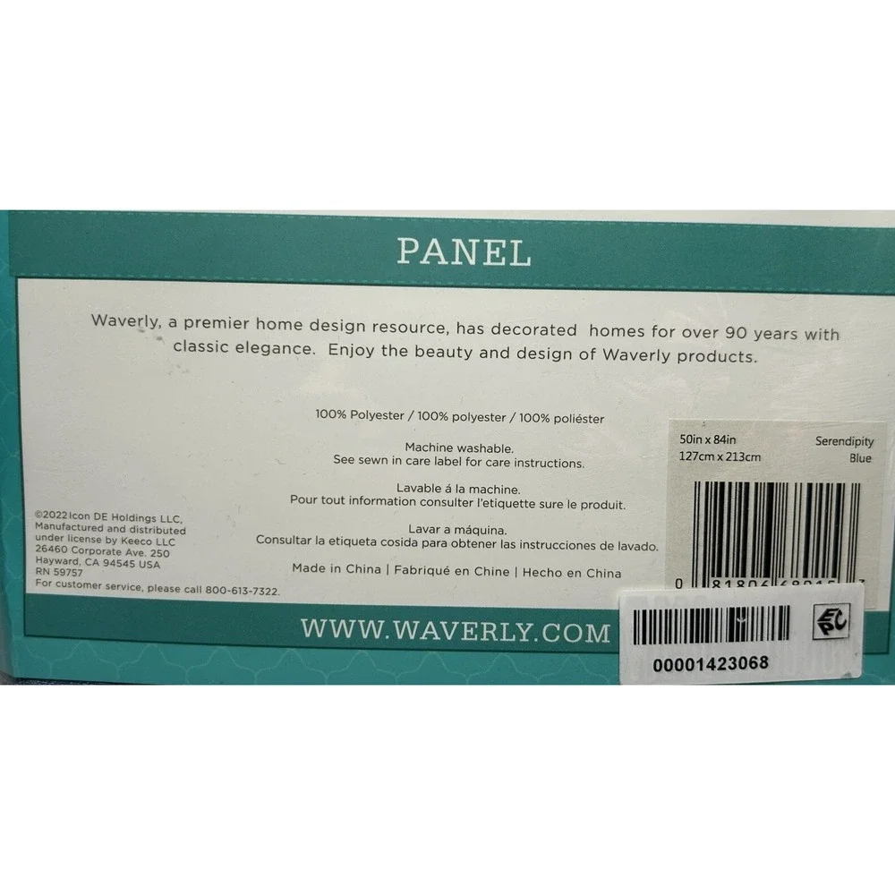 Waverly Serendipity Blue Polyester Curtain Panel 50